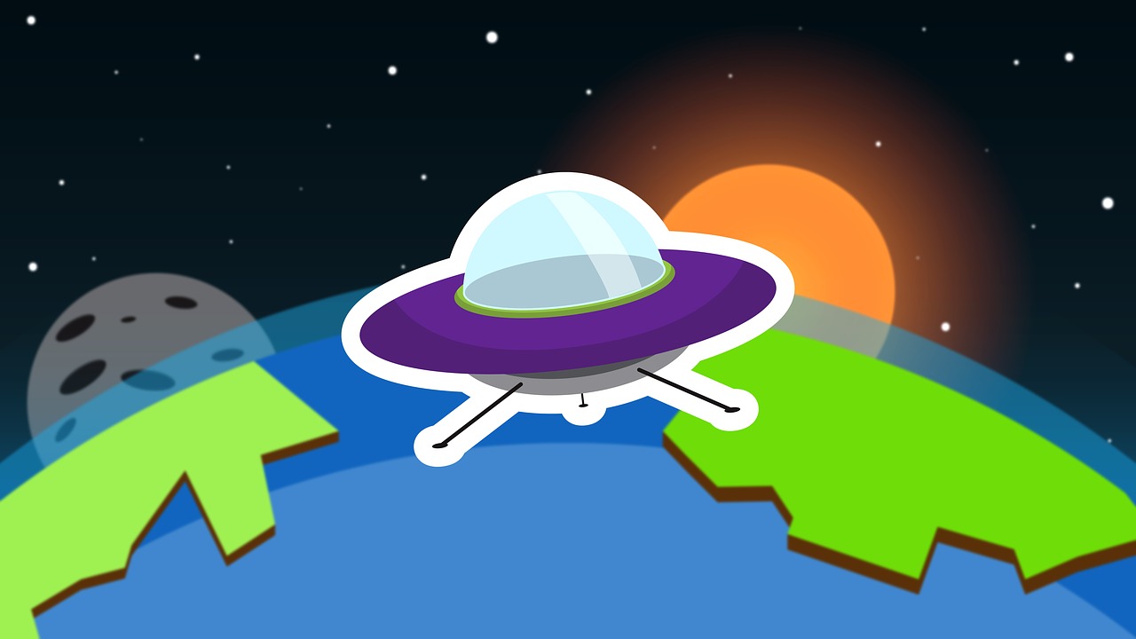 ufo, land, space